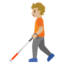 PERSON WITH WHITE CANE emoji with medium-light skin tone skin tone