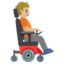 PERSON IN MOTORIZED WHEELCHAIR FACING RIGHT emoji with medium-light skin tone skin tone