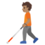 PERSON WITH WHITE CANE emoji with medium skin tone skin tone