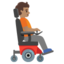 PERSON IN MOTORIZED WHEELCHAIR FACING RIGHT emoji with medium skin tone skin tone