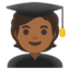 STUDENT emoji with medium-dark skin tone skin tone