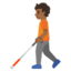 PERSON WITH WHITE CANE emoji with medium-dark skin tone skin tone