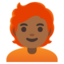 PERSON: RED HAIR emoji with medium-dark skin tone skin tone