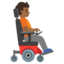 PERSON IN MOTORIZED WHEELCHAIR FACING RIGHT emoji with medium-dark skin tone skin tone