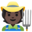 FARMER emoji with dark skin tone skin tone