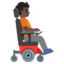 PERSON IN MOTORIZED WHEELCHAIR FACING RIGHT emoji with dark skin tone skin tone