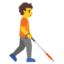 PERSON WITH WHITE CANE FACING RIGHT emoji in Google's design style - Unicode 1F9D1-200D-1F9AF-200D-27A1-FE0F