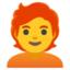 PERSON: RED HAIR emoji in Google's design style - Unicode 1F9D1-200D-1F9B0