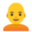 PERSON: BALD emoji in Google's design style - Unicode 1F9D1-200D-1F9B2