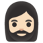 WOMAN: BEARD emoji with light skin tone skin tone