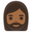 WOMAN: BEARD emoji with medium-dark skin tone skin tone