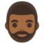 MAN: BEARD emoji with medium-dark skin tone skin tone