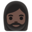 WOMAN: BEARD emoji with dark skin tone skin tone