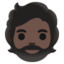 BEARDED PERSON emoji with dark skin tone skin tone