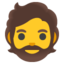 BEARDED PERSON emoji in Google's design style - Unicode 1F9D4