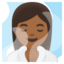 WOMAN IN STEAMY ROOM emoji with medium-dark skin tone skin tone