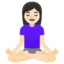 WOMAN IN LOTUS POSITION emoji with light skin tone skin tone