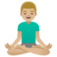 MAN IN LOTUS POSITION emoji with medium-light skin tone skin tone