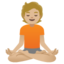 PERSON IN LOTUS POSITION emoji with medium-light skin tone skin tone