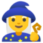 WOMAN MAGE emoji in Google's design style - Unicode 1F9D9-200D-2640-FE0F