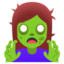 WOMAN ZOMBIE emoji in Google's design style - Unicode 1F9DF-200D-2640-FE0F