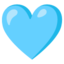 LIGHT BLUE HEART emoji in Google's design style - Unicode 1FA75