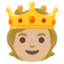 PERSON WITH CROWN emoji with medium-light skin tone skin tone