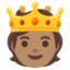 PERSON WITH CROWN emoji with medium skin tone skin tone