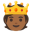 PERSON WITH CROWN emoji with medium-dark skin tone skin tone