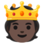 PERSON WITH CROWN emoji with dark skin tone skin tone