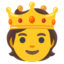 PERSON WITH CROWN emoji in Google's design style - Unicode 1FAC5