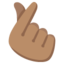 HAND WITH INDEX FINGER AND THUMB CROSSED emoji with medium skin tone skin tone