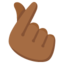 HAND WITH INDEX FINGER AND THUMB CROSSED emoji with medium-dark skin tone skin tone