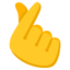 HAND WITH INDEX FINGER AND THUMB CROSSED emoji in Google's design style - Unicode 1FAF0