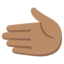 LEFTWARDS HAND emoji with medium skin tone skin tone