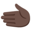 LEFTWARDS HAND emoji with dark skin tone skin tone