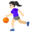 WOMAN BOUNCING BALL emoji with light skin tone skin tone