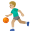 MAN BOUNCING BALL emoji with medium-light skin tone skin tone