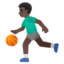 MAN BOUNCING BALL emoji with dark skin tone skin tone