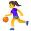 WOMAN BOUNCING BALL emoji in Google's design style - Unicode 26F9-FE0F-200D-2640-FE0F