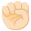 RAISED FIST emoji with light skin tone skin tone