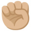 RAISED FIST emoji with medium-light skin tone skin tone