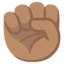 RAISED FIST emoji with medium skin tone skin tone