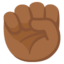 RAISED FIST emoji with medium-dark skin tone skin tone