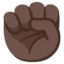 RAISED FIST emoji with dark skin tone skin tone