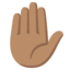 RAISED HAND emoji with medium skin tone skin tone