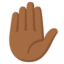 RAISED HAND emoji with medium-dark skin tone skin tone