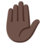 RAISED HAND emoji with dark skin tone skin tone