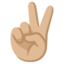 VICTORY HAND emoji with medium-light skin tone skin tone