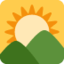 SUNRISE OVER MOUNTAINS emoji in Twitter's design style - Unicode 1F304